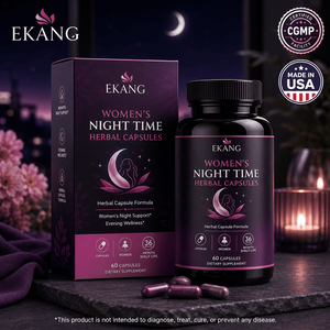 Complément alimentaire à base de plantes pour femmes, fabriqué aux États-Unis, pour la nuit, pour le stress du soir, le sommeil et le bien-être, en capsules. - Product Image 1