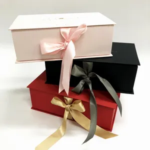 Custom Black Cartone Magnetico Scatole Regalo, nero scatole regalo di carta con il nastro, contenitore di regalo di imballaggio per confezione regalo