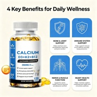 Capsules multivitaminées LUVVITA Calcium D3+K2+B12 pour adolescents, adultes et nouveau-nés - 60 capsules favorisant la santé des os, des muscles et des nerfs