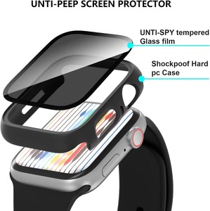 Protector de Pantalla de Vidrio Templado <span class=keywords><strong>2</strong></span> en 1 Anti-Espía y Anti-Arañazos, Funda Protectora para Reloj Compatible con <span class=keywords><strong>Apple</strong></span> <span class=keywords><strong>Watch</strong></span> 40 42 45 44mm 46mm 49mm - Product Image 2
