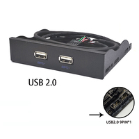 Hub USB 3.0 double port 19 broches et 9 broches pour panneau avant de boîtier PC de bureau, convertisseur d'extension de baie de disquette 3,5 pouces en stock