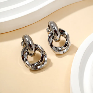 Thời trang đơn giản thép không gỉ Bán Buôn Đồ trang sức xỉn màu miễn phí PVD 18K mạ vàng không thấm nước độc đáo thả Bông tai cho phụ nữ - Product Image 4