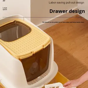 Caja de arena para gatos de entrada superior completamente cerrada extra grande, antisalpicaduras, antiolor, cajón de inodoro de plástico para gatitos y gatos - Product Image 5