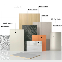 Style multiple 1220*2440/2900mm Bois alternatif Fibre de cristal de carbone Panneau mural en PVC Panneau de placage en bois de charbon de bois de bambou
