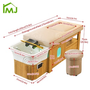 Cama de Spa para Cabeza de Madera para Pedicura Coreana con Lavabo de Salón para Masaje Tailandés y Lavado de Cabello Acostado - Product Image 5