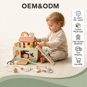 Giocattolo Educativo Ecologico Multifunzionale Cinque-in-Uno Arca di Noè per Bambini, Set di <span class=keywords><strong>Puzzle</strong></span> in Legno Versatile con Funzione di Impilamento e Allacciatura - Product Image 1