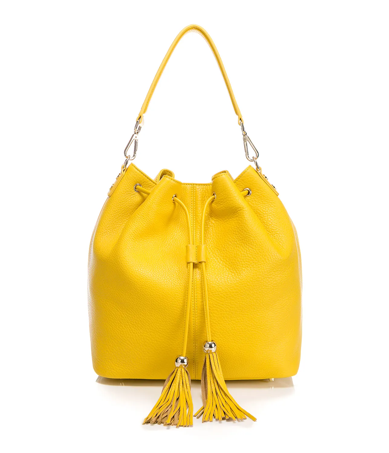 Fashion Tassels Bag Genuine Grain Leather Women Wholesale Bucket Bag