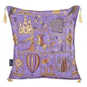 Cushion Cover With Purple Color Turkish Fabric With Turkish Symbols Pattern.... Made in Turkey .... From Turkey - Product Image 2