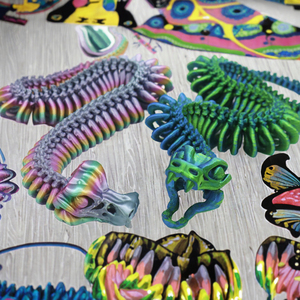 Border 3D Printed Material Skeleton Snake Figurines Creative Keychains Animal Joint Activity Models for Gifts - Product Image 3