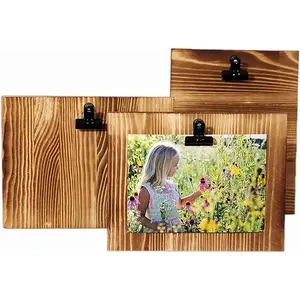 Rustic Wood Picture Frames with Clips DIY Clip Frame Display Picture Board for Farmhouse Photo Frames with Stands Clipboard Phot