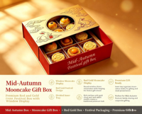 Coffret Cadeau Premium pour le Festival de la Mi-Automne, Conception Personnalisée, Emballage Portable avec Fenêtre, Boîte à Tiroir pour Gâteaux de Lune et Pâtisseries