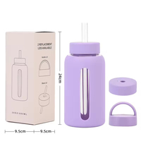 Bouteille d'eau en verre de 600 ml avec double couvercle et manchon en silicone, anti-fuite, durable, personnalisable, vente en gros du fabricant, 20 oz