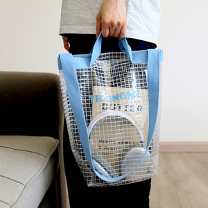 Bán buôn khuyến mại tái sử dụng <span class=keywords><strong>PVC</strong></span> Net lưới mua sắm Túi mỹ phẩm trường hợp cho bãi biển và siêu thị cho các loại rau và trái cây - Product Image 5