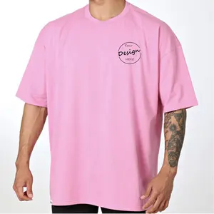 JL-80613 OEM Oversized Gym T Shirt Workout Athletic Gym Sport Mens T Shirt Plain Pink Plus Size T Shirts Men