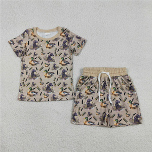Sibling Baby Boys Deer Ducks Camo Top Pockets Short Hunting Pajamas <b>Clothes</b> Sets - Product Image 4
