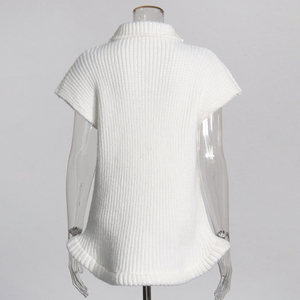 2024 Autumn Style Pullover <strong>Sweaters</strong> Diagonal Collar <strong>White</strong> Women <strong>Knitted</strong> <strong>Sweater</strong> - Product Image 4