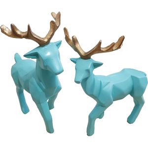 PARIJAT HANDICRAFT <b>Small</b> Resin Reindeer Statue Christmas Longevity Home Decor for Living Room Desktop <b>Cabinets</b> Pair Statues - Product Image 4