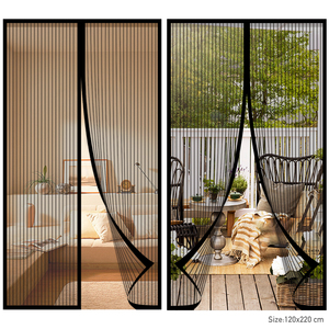 Polyester Auto-Close Black Mesh <b>Door</b> <b>Magnetic</b> Feature 20 Mesh Easy Install Insect Resistant Modern Design for Home Bar Use - Product Image 2