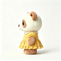 Peluche Panda Marron Moelleux Kawaii Style Dessin Animé avec Robe Florale Vintage à Volants et Col en Dentelle Délicat