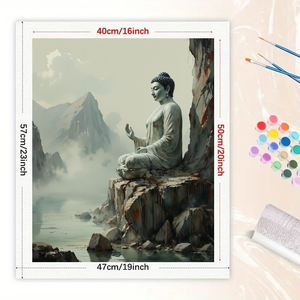 <strong>Buddha</strong> Statue <strong>Paint</strong> by Numbers Kit for Adults-DIY Tranquil <strong>Buddha</strong> on Cliff 16x20 Inches Frameless Zen Acrylic Canvas Art Gifts - Product Image 2
