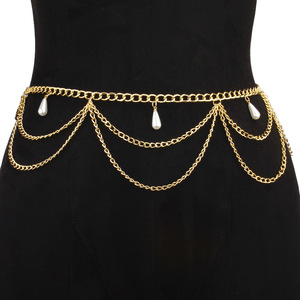 สร้อยคอแฟชั่นแบบหลายชั้นสีทองพร้อมจี้หยดน้ำสีเขียวสำหรับงานปาร์ตี้สไตล์ฮิปฮอป - Product Image 2