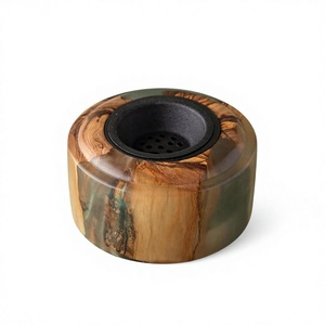Brûleur d'encens indien artisanal en résine époxy et bois de santal, motif Aura Sable Céleste, support de luxe pour Oud, écologique et religieux - Product Image 1