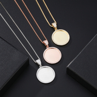 Collier pendentif en acier inoxydable par sublimation avec chaîne à maillons ronds en zircon, tendance, moderne, cadeau de Noël ou d'anniversaire pour femme