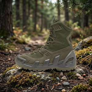Bottes tactiques vert olive pour homme, dessus en mesh, semelle en caoutchouc, respirantes, pour toutes les saisons, chaussures de randonnée en plein air - Product Image 2