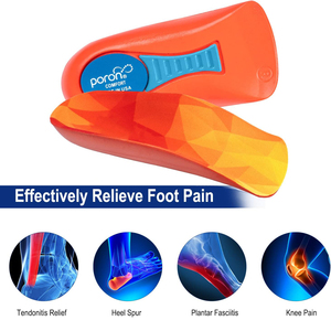 Plantillas para Fascitis Plantar con Espuma Viscoelástica Poron, Soporte <span class=keywords><strong>de</strong></span> Arco y Taloneras para Alivio del <span class=keywords><strong>Dolor</strong></span> <span class=keywords><strong>de</strong></span> Talón y Pies Planos, Antideslizantes, para Mujer y Hombre, Naranja - Product Image 3