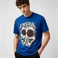 Fabricant de T-shirts à Marque Blanche – T-shirt Personnalisé Lavé à Manches Courtes, T-shirt Homme Col Rond Épais avec Impression DTG Style High Street