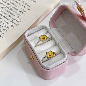 S925 Sterling Silver Cherry Blossom <b>Ring</b> Women's Adjustable Enamel Flower Jewelry Gift - Product Image 1