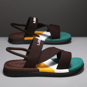 Sandalias Loulu con Tiras Cruzadas y Diseño Sólido para Hombre, Suela de Goma Antideslizante, Zapatos Casuales de Verano con Punta Abierta y Forro Textil - Product Image 2