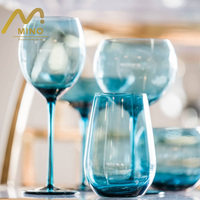 Ensemble de verrerie en verre soufflé à la main bleu vintage, verre à vin, gobelet pour mariage, verre à champagne sur pied de luxe pour hôtel