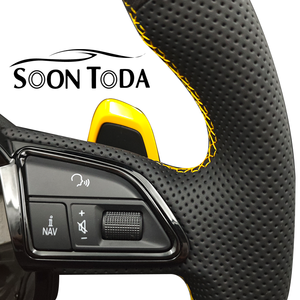 Volant semi-couvert en cuir suédé noir modifié pour <span class=keywords><strong>Audi</strong></span> A8 A3 A4 A5 A6 R8 C7 B6 B8 RS3 8V RS4 RS6 RS7 SQ5 Q3 Q5 Q7 TT <span class=keywords><strong>RS</strong></span> - Product Image 3