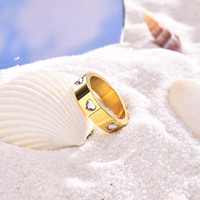 Bague en acier inoxydable avec zircone en forme de cœur, couleur or, style simple, pour femme, à porter au quotidien, cadeau, prix d'usine