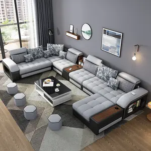 Sofás de tecido para sala de estar, conjunto de 7 lugares para relaxar, sofá secional