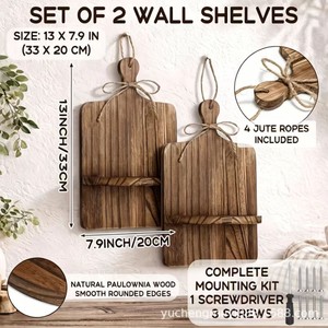 Wooden Wall Mounted <b>Shelf</b> With Vase Holder Rectangle Floating Storage Rack For Living Room <b>Desktop</b> Display - Product Image 5