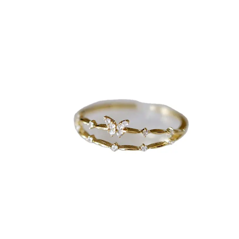 S925 argento sterling doppio design squisito anello farfalla anello aperto per le donne di san valentino e la festa della mamma regali