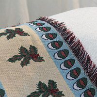 Couverture de Noël en tapisserie OEM avec logo personnalisé, emballage et faible MOQ, fournie par l'usine, couverture jacquard de Noël au design personnalisé