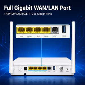 เราเตอร์ไร้สาย Dual Band Wifi6 AX3000 สำหรับบ้าน รองรับไฟเบอร์ ONU  4 พอร์ต LAN 1 พอร์ต USB 2.0 1 พอร์ต RJ11 1 พอร์ต CATV 4 เสาอากาศ สีขาว สำหรับ FTTH Triple - Product Image 1