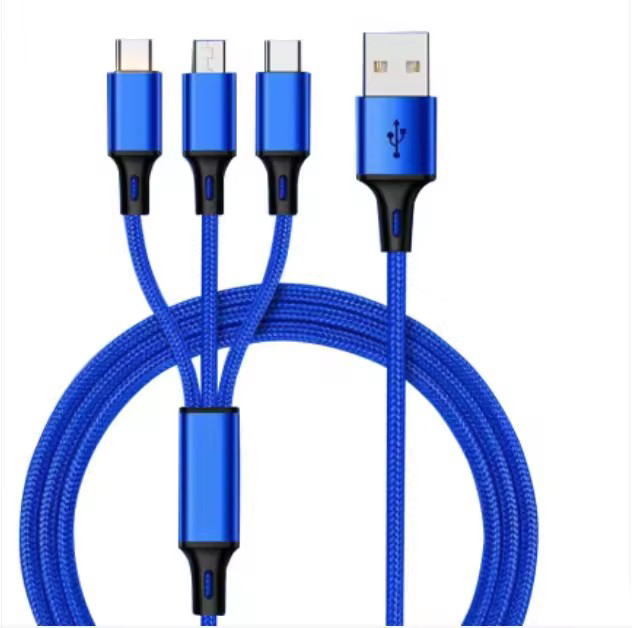 Hot Phone Nylon Braided 6ft 10ft 3 in 1 Usb Charger Cable OEM/ODM Universal 3 in 1 Data Cables with Micro USB Port Adapters Cord