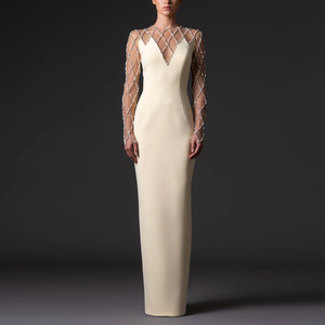 OUDINA 2026 Nuovo Elegante <span class=keywords><strong>Abito</strong></span> da Sera Lungo con Strass e Perline, <span class=keywords><strong>Maniche</strong></span> <span class=keywords><strong>Lunghe</strong></span>, Taglia 3XL, Vestito Maxi Plus Size - Product Image 1
