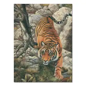 Office Hotel Decor Customized Pet Photo Canvas Art Handmade Tiger Oil Animal Painting from Picture