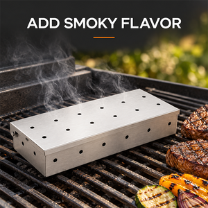 Boîte à fumée en métal pour barbecue avec trous de ventilation, accessoire pour fumer avec des copeaux de bois, pour fumer au barbecue et cuisiner au barbecue - Product Image 6