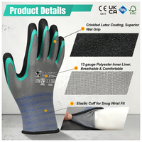 Gants de travail antidérapants XINGYU en polyester 13 jauges avec paume doublement enduite de latex froissé pour la cueillette de fruits, l'atelier, le tri et l'entrepôt