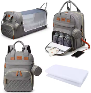 Baby Diaper <strong>Bag</strong> <strong>Backpack</strong> With Mosquito Net Portable Travel Bassinet With Waterproof <strong>Changing</strong> Pad - Product Image 2