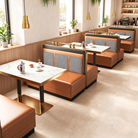 Meubles de restaurant haut de gamme sur mesure, table et chaise en métal de luxe avec banquette rembourrée pour hôtel, cantine, bistrot