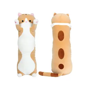 Recommend Custom Long Cute Cat PP Cotton Soft Pillow Stuffed Cartoon Plush Toys for Girl Gift