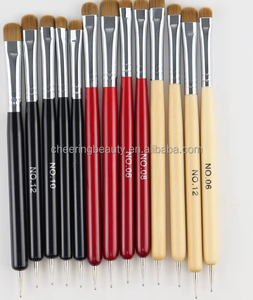 Pinceau à ongles double embout avec manche en bois, brosse à liner en nylon ondulé et stylo à pois pour le nail art - Product Image 5