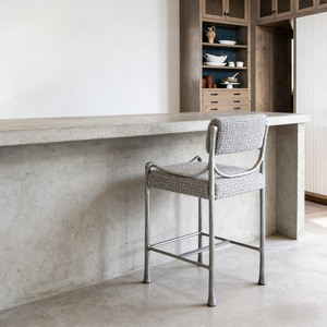 Taburete de <span class=keywords><strong>Bar</strong></span> Moderno de Lujo Ligero con Tapicería de Tela Tejida |   Silla de Barra con Estructura Metálica Estilo Industrial para Bares en Azoteas y Comedores de Lujo - Product Image 4